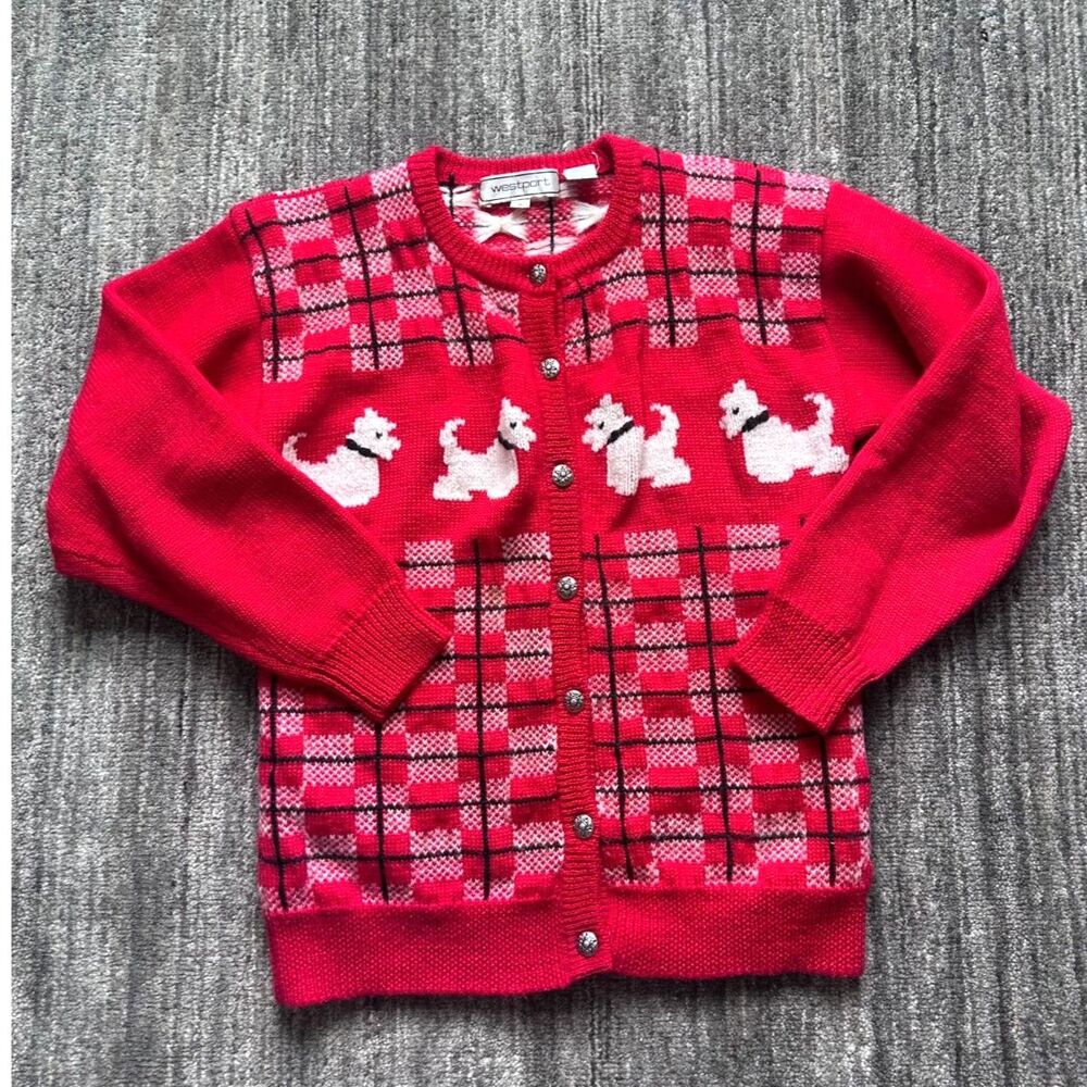 Vintage Wool Scotty Dog Cardigan Sweater S